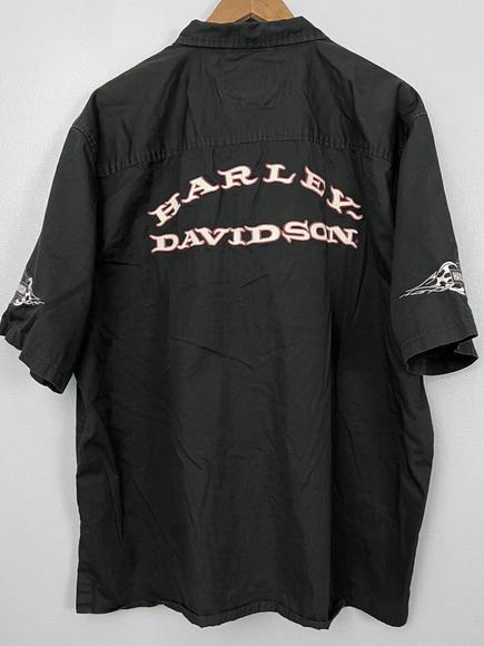 Harley-Davidson Other - Harley Davidson Button Up Shirt Mens XXL 2XL Black Embroidered Back Sleeves